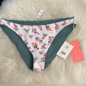 🌴Maaji Floral Bikini Bottom in White and Green
